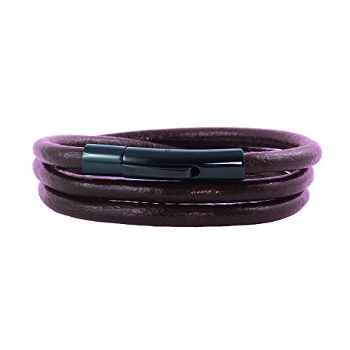 König Design Lederkette Lederband Leder-Armband 4 mm Herren Halskette Braun 40 cm lang mit Hebeldruck Verschluss Schwarz Rund