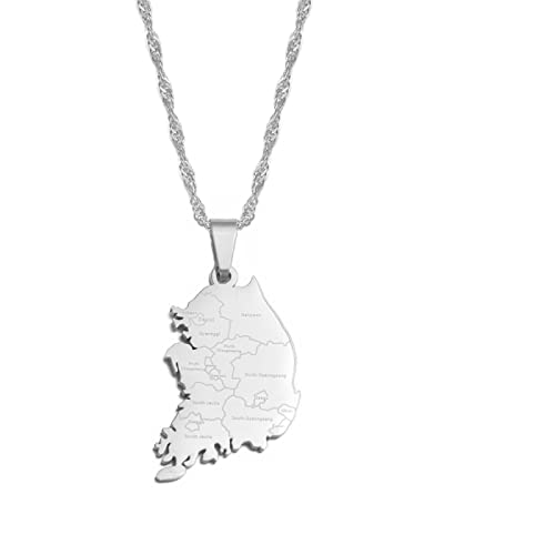 LODMLOER Republik Korea &Amp; Stadt Name Anhänger Halsketten Für Frauen Mädchen Südkorea Schmuck Karten Koreanisch Atriotic Geschenk Modeschmuck Beste Freundin Geschenk Pullover Kette,S
