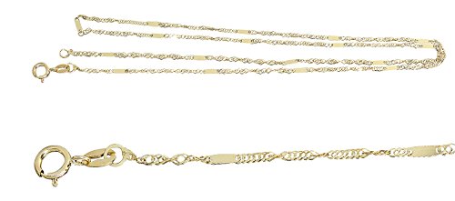 Hobra-Gold 45 cm feine Singapurkette Gold 585 mit Muster - Goldkette - Halskette - Kette echt Gold 14 Kt.