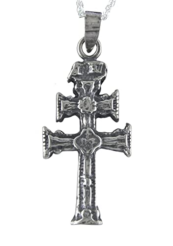 Alylosilver Halskette mit Anhänger Caravaca-Kreuz in Silber für Herren und Damen – Es enthält Silberkette 45 cm und Geschenkbox