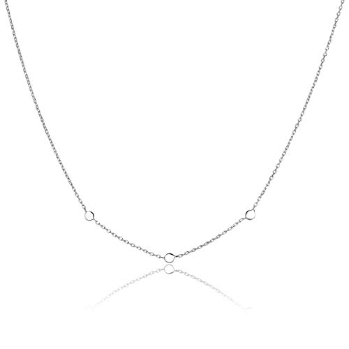 MATERIA Damen Silber-Kette 925 mit runden Plättchen - Halskette für Frauen Teenager 42-45cm verstellbar in Etui CO-25