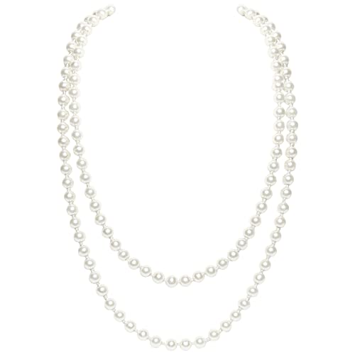 BABEYOND Modische Imitation Perlen Kette Flapper Art Deco 1920s Gatsby Kostüm Accessoires Lange Perle Halskette 140cm / 55   (Original)