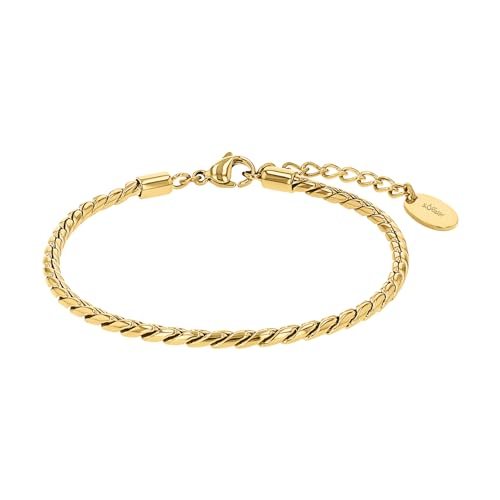 s.Oliver Armband Edelstahl Damen Armschmuck, 17+3 cm, Gold, Kommt in Schmuck Geschenk Box, 2035763