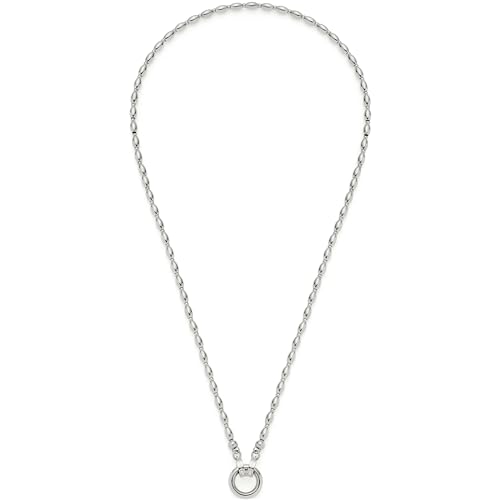 Leonardo Jewels Halskette Clip&Mix Lori, Kette aus ovalen Edelstahl-Perlen und Ring zum Anhängen von Charms, 45 cm Länge, silberfarben, Schmuck Damen, 023740