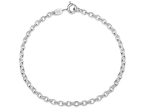 Silberketten-Store Fußkettchen Sterling-Silber 925/1000 (gestempelt) – Breite 2 mm, Länge 23-30 cm, 30 cm, Sterling-Silber, Ohne Stein