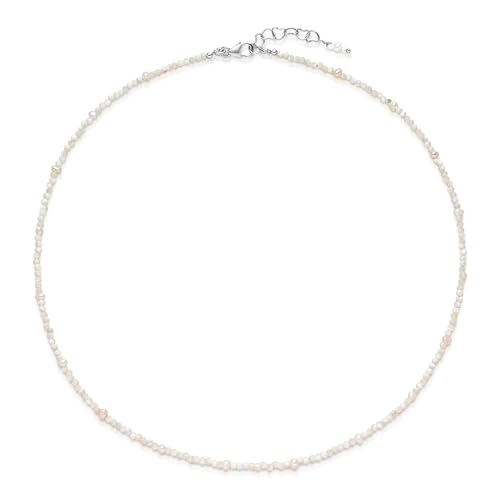 MATERIA by Matthias Wagner Perlenkette Damen Choker Silber 925 - Muschel Kette weiß CO-57