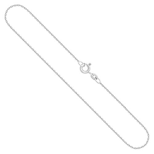 Goldkette, Ankerkette rund Weißgold 585/14 K, Länge 45 cm, Breite 1.3 mm, Gewicht ca. 2.8 g., NEU