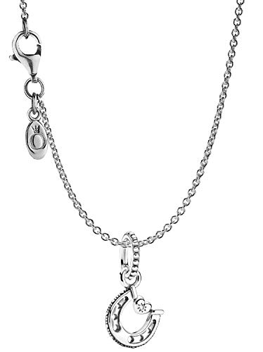 Pandora Damen Halskette 925 Sterlingsilber mit Hufeisen 45 cm eleganter Halsschmuck für Damen, wunderschönes Geschenk-Set für modische Frauen, 39718