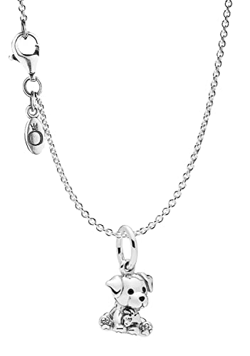 Pandora Halskette Silber 925 mit Anhänger Labrador Puppy eleganter Halsschmuck für Damen, wunderschönes Geschenk-Set für modische Frauen, 75249