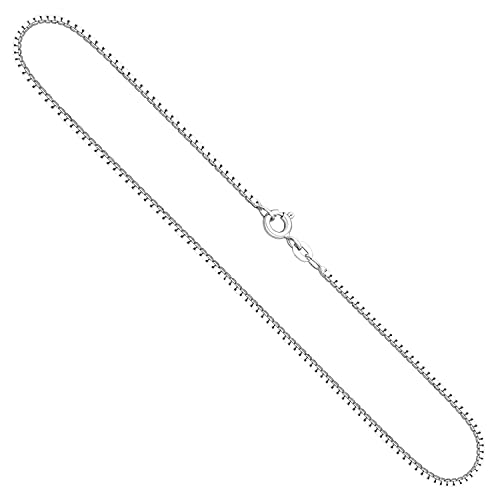EDELIND Halskette Damen 585 Gold Goldkette 1.4 mm Venezianerkette 585 Weißgold Echt Gold Gewicht ca 9.2 g Kette mit Schmuck Geschenk Box Made in Germany