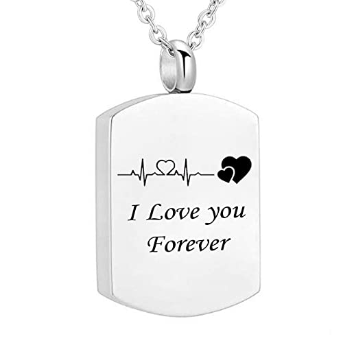 Daesar Halskette Silber 60CM, Kette Edelstahl mit Urne Anhänger Dog Tag Gravur I Love You Forever