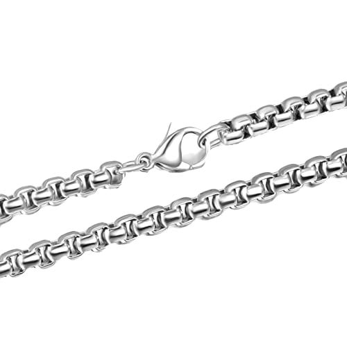 Homxi Ketten Herren Schmuck,Belcherkette 2.5mm Herren Halskette 90cm Belcher Kette Männer Halskette Edelstahl Silber Ketten Herren