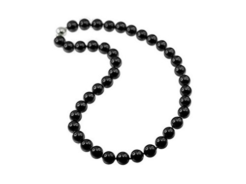 Creative-Beads Muschelkernperlen Kette mit 12mm Perlen, geknotet, mit Magnetverschluss, Kettenlänge ca.45cm, schwarz