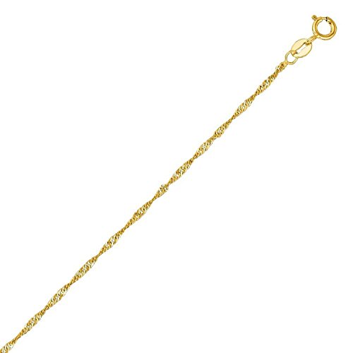 14 Karat / 585 Gold Singapur kette Breite 1 mm Gelbgold Unisex Länge wählbar (40)