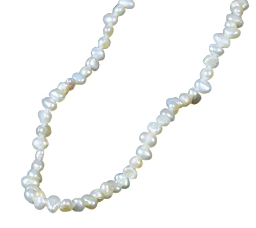 NicoWerk Damen Silberkette Perlen aus 925 Sterling Silber Barock Edel Rund Vintage Schlicht SKE591