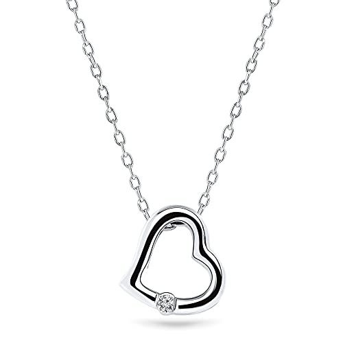 MIORE Schmuck Damen 0.01 Ct Diamant Halskette mit Kettenanhänger Herz und Solitär Diamant, Kette aus Weißgold 9 Karat / 375 Gold