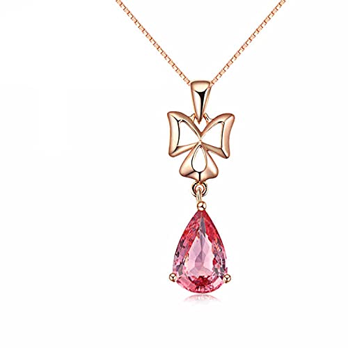 Beydodo Damen Kette 18 Karat Rotgold 750, Kleeblatt mit Tropfen Turmaline 1.1ct Anhänger Charms Hochzeit Halskette für Frauen