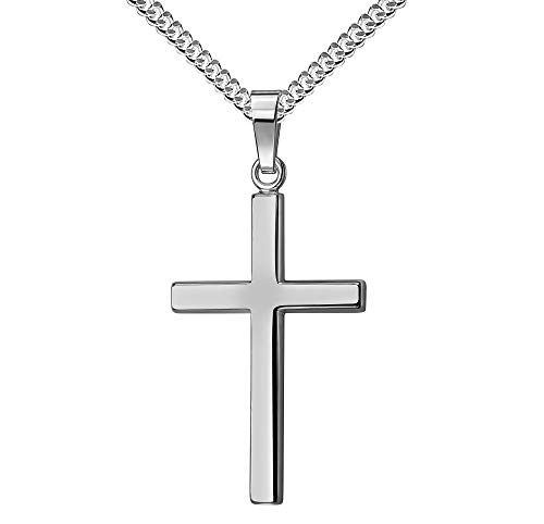 Silberkette Kreuz-Anhänger hochglanz 925 Sterlingsilber Kettenanhänger Mit Kette 50 cm