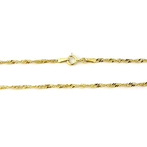 14 Karat / 585 Gold Singapur Kette Gelbgold Halbmassiv Zweiseitig Diamantiert - Breite 3 mm - Länge wählbar (60)
