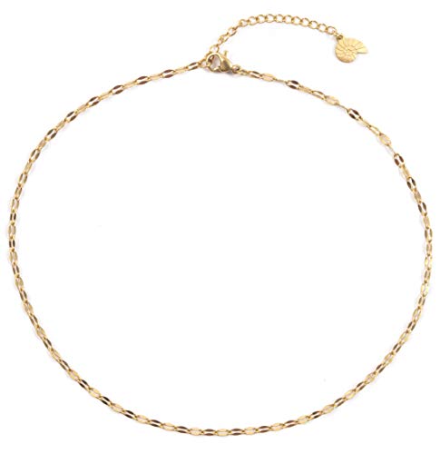 Happiness Boutique Damen Zarte Choker Kette in Goldfarbe | Filigrane Kette Edelstahlschmuck