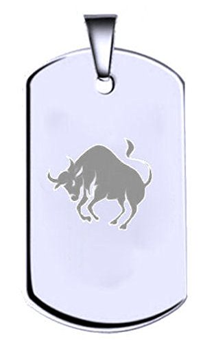 Stier Sterling Silber Gravur Anhänger Name Text Armee Dog Tag
