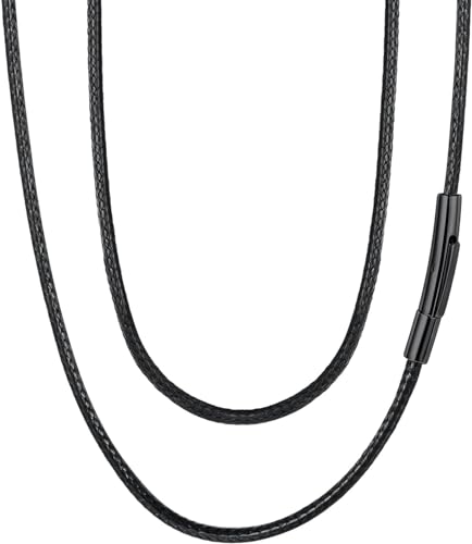 FaithHeart Kette für Damen, 2mm Kunstleder Halskette mit Schwarz Verschluss, wasserdichte Lederhalsband 40cm lang, Bestes Geschenk für Freundin Tochter Schwester