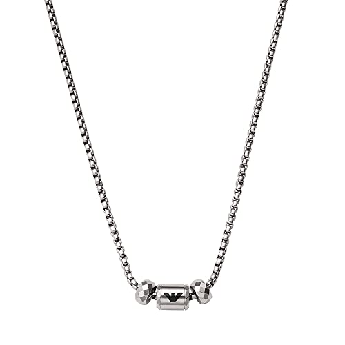Emporio Armani Halskette Für Männer Mode, Länge: 525mm +/- 5mm / Größe Anhänger: 22.8mm Silber Edelstahl Halskette, EGS2777040