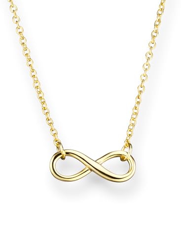 GLANZSTÜCKE MÜNCHEN Damen-Halskette Infinity Sterling Silber gelbvergoldet - Silberkette Unendlichkeit Zeichen Kette mit Anhänger Unendlichkeitssymbol