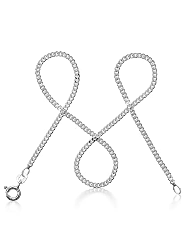 modabilé Panzerkette Damen Halskette aus 925er Sterling Silber (70cm lang 2,1mm breit) Silberkette 925 ohne Anhänger Silberne Kette für Frauen