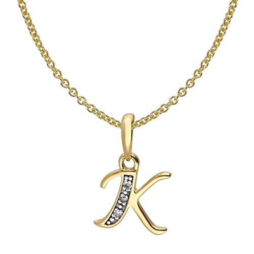 trendor Buchstaben-Anhänger K Gold 333/8K mit vergoldeter Silberkette modisches Schmuckstück aus Echtgold für Damen, tolle Geschenkidee, 41520-K-42 42 cm