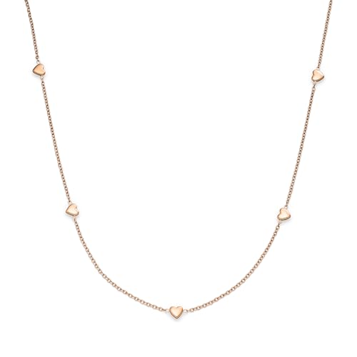 s.Oliver Necklace - Elegante Halskette aus poliertem Edelstahl - IP Roségold - Rolokette 45 cm - wasserfest & hautfreundlich