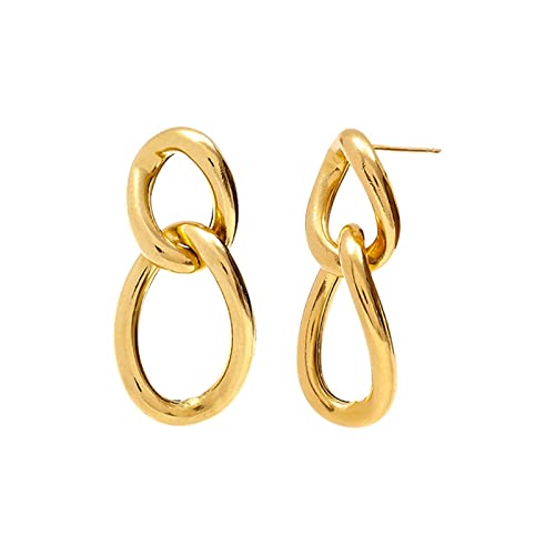 KnSam Hängend Ohringe Silber 925, Ohrringe Damen Doppel Kette Damen Ohrstecker, Geschenk Beste Freundin, Gold