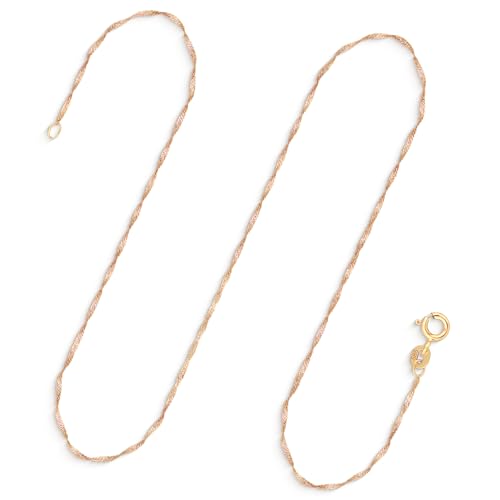 EDELIND Goldkette Damen Kinder Herren Sehr feine 1 mm Singapurkette Gold 585 Gelbgold 40 cm Halskette Echtgold Kette ohne Anhänger mit Schmuck Geschenkbox