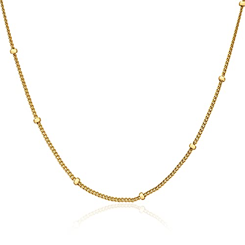 Wild Sun® Choker Halskette mit Kugeln Gold Damen | Enge Kette ohne Anhänger für Frauen | Hochwertige Kurze Kügelchen Goldkette aus 316 Edelstahl mit 18K vergoldet