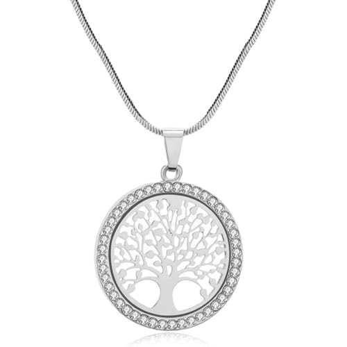 JEYORZY Lebensbaum Kette Damen mit Anhänger, Mutter Tochter Kette Mama, Glücksbringer Kette Teenager Mädchen Freundin, Geschenke für Frauen Mädchen