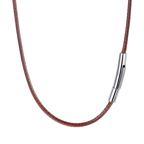 PROSTEEL 2mm Braune geflochten Lederkette für Damen Herren 55cm/22 Lederband Kunstleder Halskette Ersatzkette für Anhänger Unisex Schmuck Accessoire