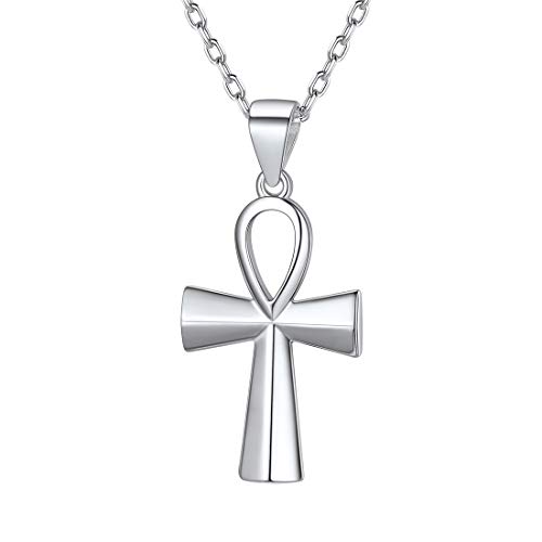 ChicSilver Silberkette mit Ankh Kreuz Anhänger Religiöse Hängende Halskette Egyptian Ankh Kreuz Anhänger für Herren Damen
