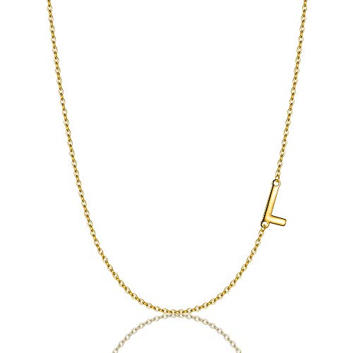 EVER FAITH Buchstabe L Halskette 925 Sterling Silber Einfache Seitwärts Choker Kette Geschenk für Damen Mädchen Gold-Ton