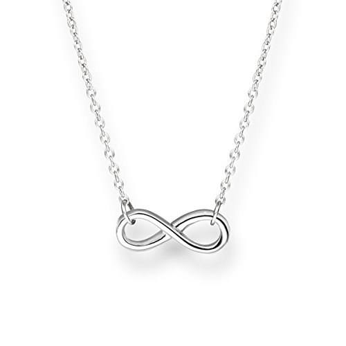 Glanzstücke München Damen-Halskette Infinity Sterling Silber 40 + 5 cm - Silberkette mit Unendlichkeit Zeichen Kette mit Anhänger Unendlichkeitssymbol