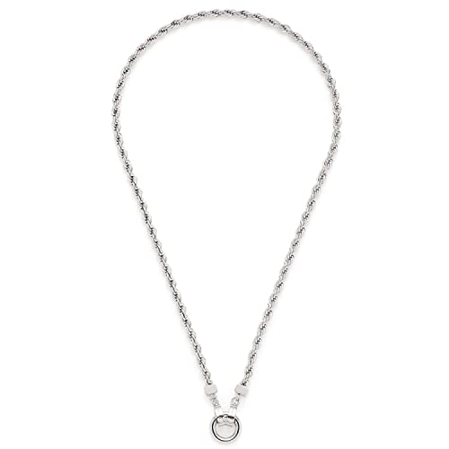 Leonardo Jewels Cordula Halskette, Kette aus Edelstahl mit Clip&Mix Verschluss, silber, Anker-Kette Kordel Optik 43 cm, Damen Schmuck, 023065