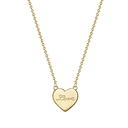 Glanzstücke München Damen-Halskette mit Herz-Anhänger Love Sterling Silber gelbvergoldet 40 + 5 cm lang - Silberkette Herzkette Modern-Kette mit Herz-Anhänger