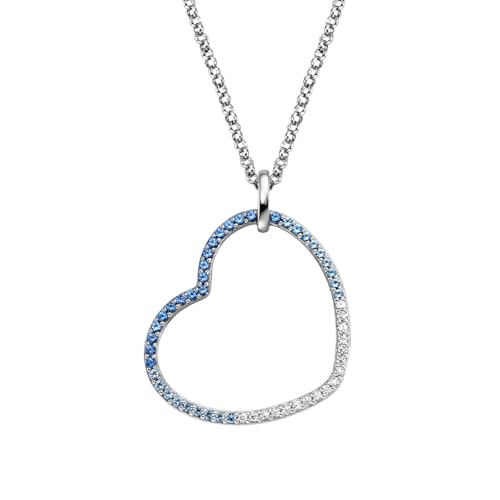 Engelsrufer Kette Herz Ocean Silber Blau für Damen aus 925er Sterlingsilber - Zirkonia - Karabinerverschluss - Länge: 40+4cm