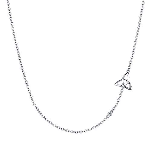 EVER FAITH Halskette 925 Sterling Silber seitlich Irish Dreieck keltischer Knoten Choker Kette mit Rund CZ Solitaire für Damen Mädchen