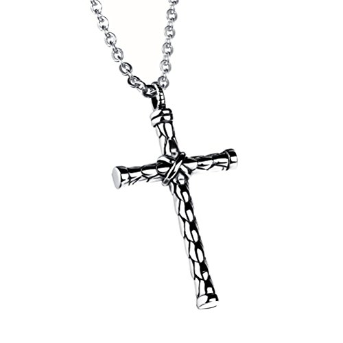 PAURO Jewellery Herren-Halskette mit Kreuz-Anhänger, Edelstahl, silberfarben, keine Angabe