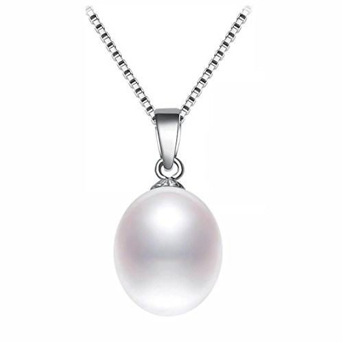 Kim Johanson Damen Perlenkette  Nina  aus 925 Sterling Silber mit einer echten Süßwasser Perle Anhänger & Kette inkl. Schmuckbeutel