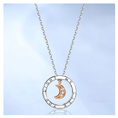 KISOARTWQ Matching Necklace fossil Kette Damen Paare Anhänger Halskette amulett Paar Halskette Sterling Silber mit Exquisite Geschenkbox/Sun Moon Love(Color:C,Size:)
