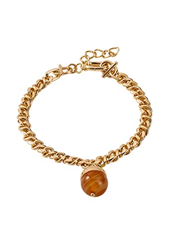 HALLHUBER Metallarmband mit rotem Achat-Anhänger Burnt orange, One Size