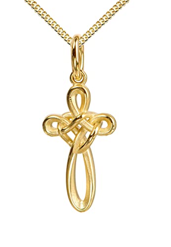 JEVELION Anhänger-Kreuz mit Unendlichkeitszeichen für Damen Kettenanhänger Sterlingsilber vergoldet mit Schmuck-Etui und Kette
