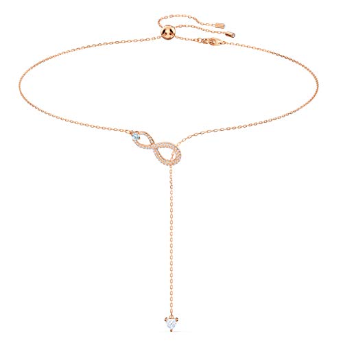 Swarovski Infinity Y-Halskette, Rosé Vergoldete Damenhalskette mit Infinity-Symbol und Funkelnden Swarovski Kristallen