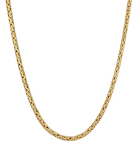 Kuzzoi Herren Halskette aus 925 Sterling Silber vergoldet, Exklusive Königskette Silber Herren (4 mm), Goldene Silber Kette für Herren ohne Anhänger, Länge 60 cm